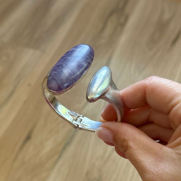 Robert Lee Morris Jewelry - Robert Lee Morris Soho Open Bangle Bracelet Tiffany Stone Charoite Vintage Women